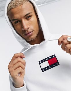 chest small flag hoodie in white