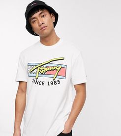 Exclusive to Asos t-shirt with neon retro signature chest print in white