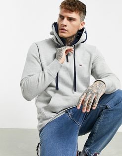 flag logo zip funnel neck hoodie in gray marl-Grey