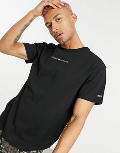 shine small central logo t-shirt in black