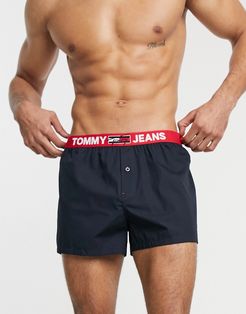 woven boxer with logo waistband in navy