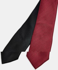 2 pack ties in black and burgundy-Multi