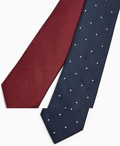 2 pack ties in navy polka dot and burgundy-Multi