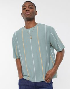 boxy striped t-shirt in green
