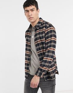 brushed checked shirt in navy