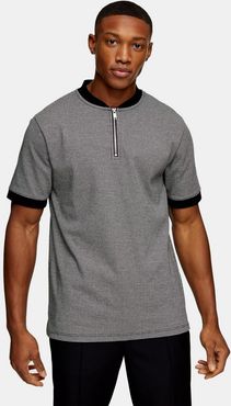 houndstooth polo in gray