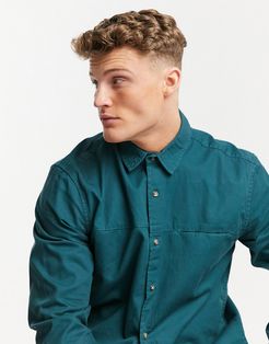long sleeve twill shirt in blue-Green