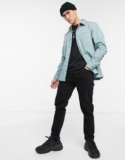 long sleeve twill shirt in blue-Blues