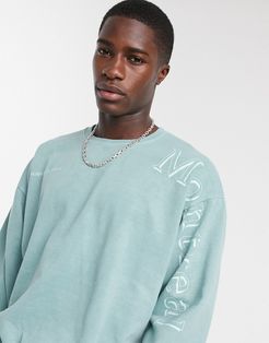 Montreal print overdye sweatshirt in green-Grey
