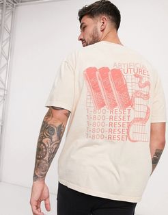 oversized t-shirt with phone snake back print in stone