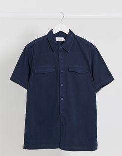 short sleeve twill shirt in washed navy