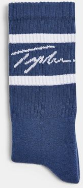 signature double stripe tube socks in navy-Blues