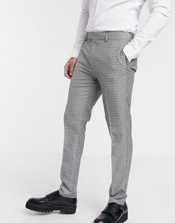 skinny smart pants in blue & gray check