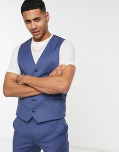 skinny suit vest in blue