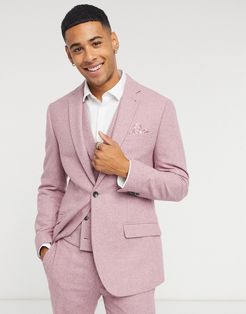 slim fit wool suit jacket in pink
