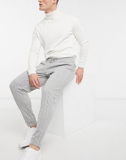 stripe sweatpants in gray and white