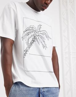 T-shirt with palm sketch in white