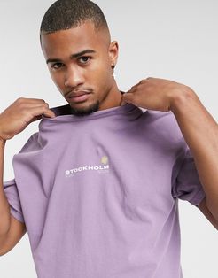 T-shirt with Stockholm print in lilac-Purple