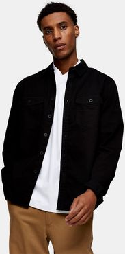 two pocket overshirt in black