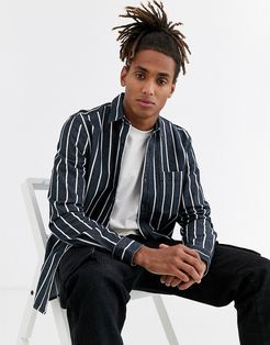 vertical striped shirt in navy