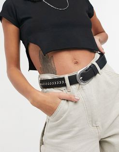 chain detail western belt in black