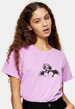 cherub motif T-shirt in purple