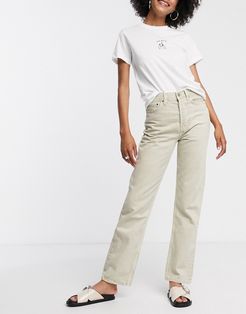 dad jeans in off white-Beige