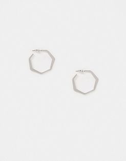 hoop earrings in silver hexagon