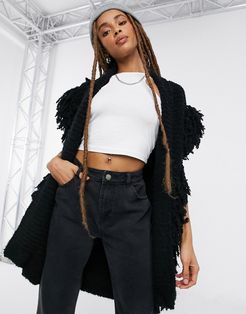 knitted shaggy vest in black