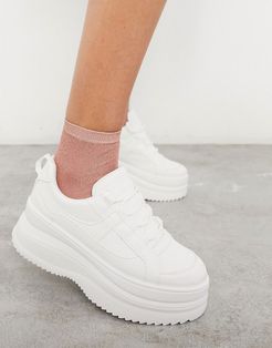 lace up flatform sneakers in white