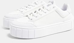 lace up flatform sneakers in white