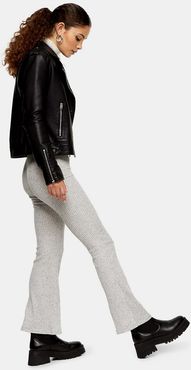 Ribbed Flared Pants in Gray-Brown