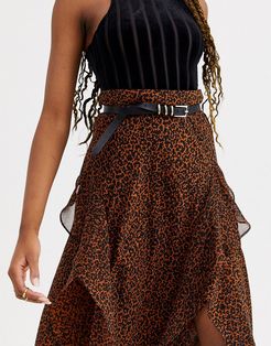 skinny belt with buckle detail in black