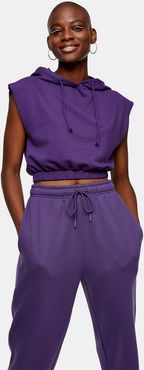 sleeveless hoodie in purple