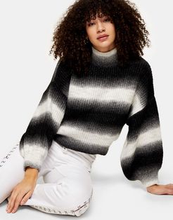 striped sweater in black & white heather-Multi