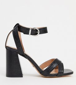 Wide Fit sasha block heel in black