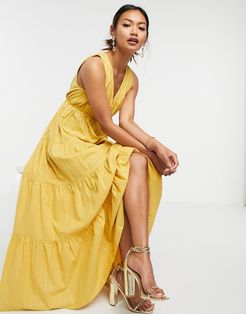tiered maxi dress in yellow