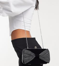 Exclusive clutch bag in black with crystal bow detail