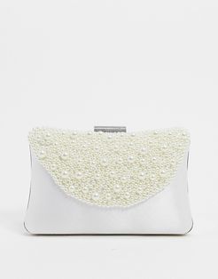 grab bag with pearl embellishement-White