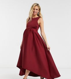 midaxi prom dress with high-low hem in plum-Purple