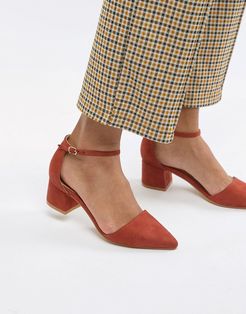 Pointed Mid Heels-Red