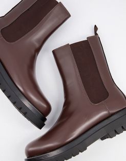tall chunky chelsea boots in brown