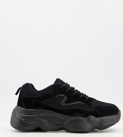 wide fit chunky sole sneakers in black