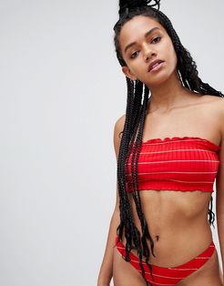 90s rib bandeau bikini top in red