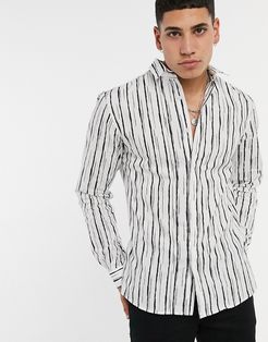 shirt with monochrome stripes in white