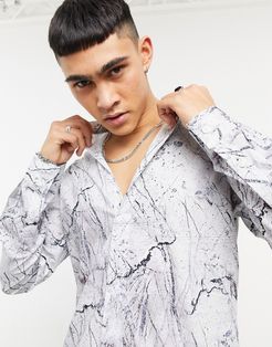 shirt with marble print in white