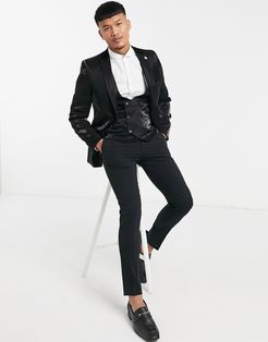 suit jacket with velvet collar in high shine black