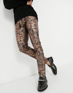 suit pants in copper scale print-Gold