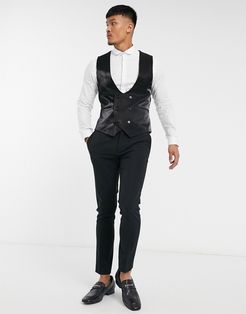 suit vest in high shine black