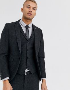 super skinny suit jacket with patch pockets in dark gray-Grey